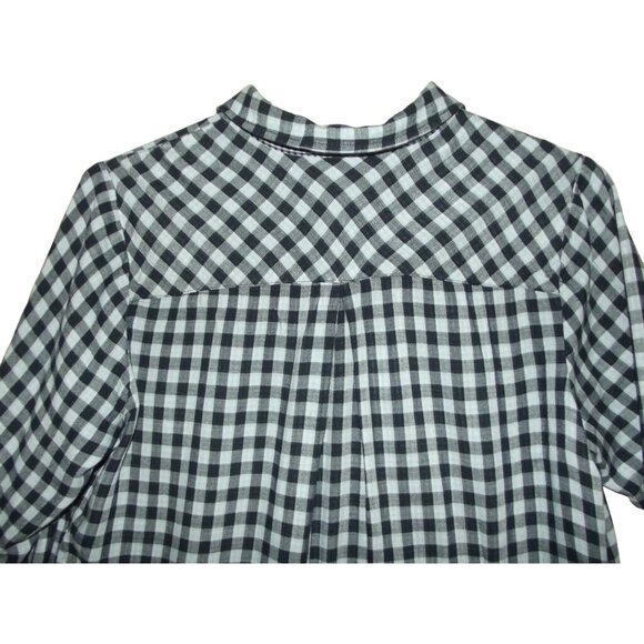 Christopher & Banks Blouse Womens Large Blue Plaid tunic v-neck rayon country - Picture 11 of 15